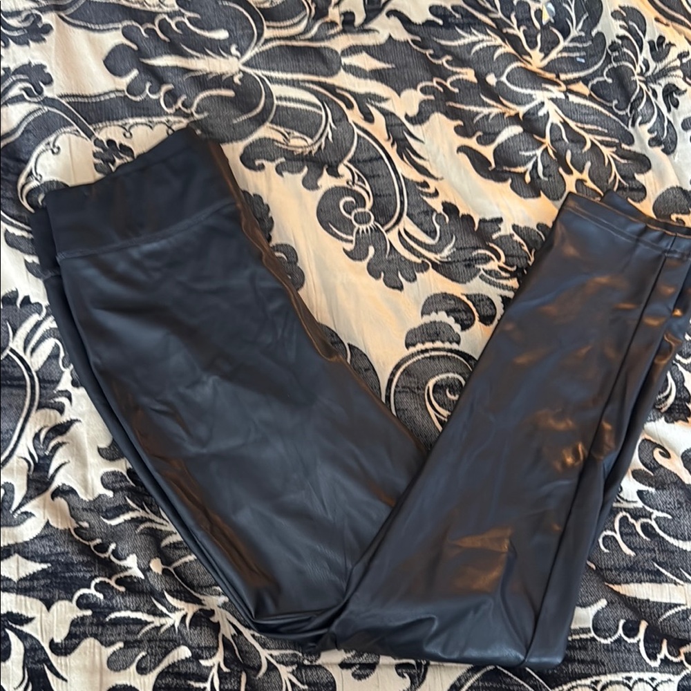 INC Black Faux Leather Pants - Size 8